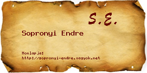 Sopronyi Endre névjegykártya